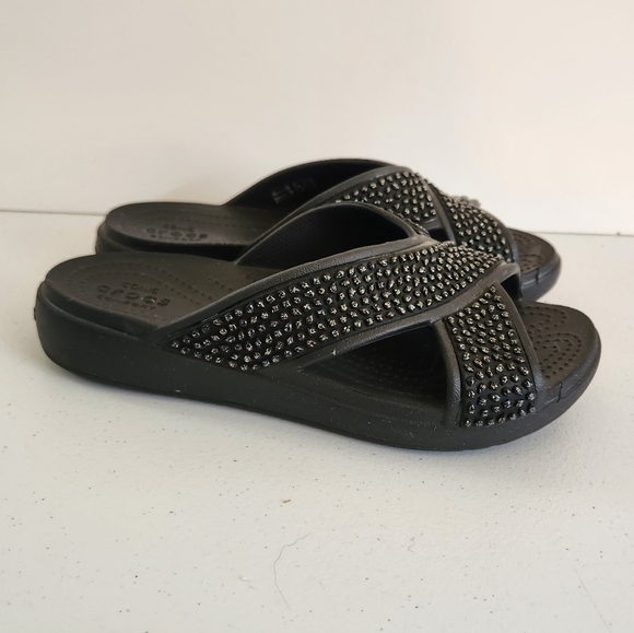 Crocs Sloane Embellished Slide Sandals Shoes Black Womens Size 6 Slides - Picture 7 of 7